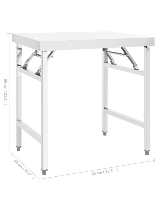 Keittiön taitettava työpöytä 85x60x80 cm ruostumaton teräs