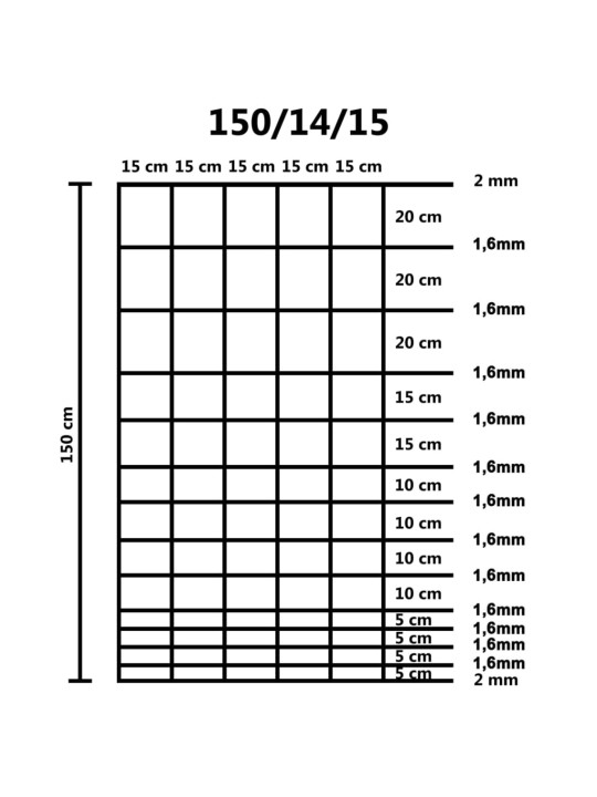 Puutarha-aita galvanoitu teräs 50 m 150 cm hopea