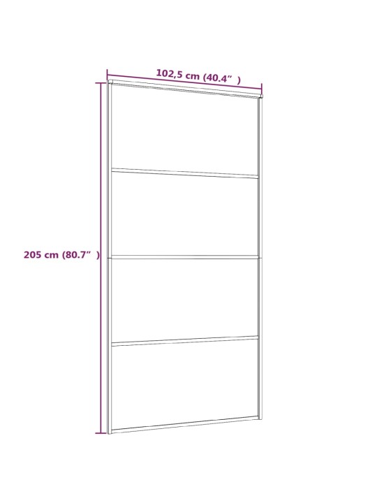 Liukuovi alumiini ja ESG-lasi 102,5x205 cm musta