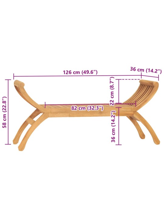 Puutarhapenkki 126 cm täysi tiikki