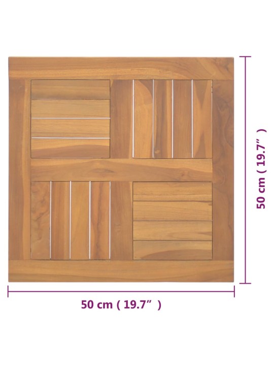 Neliönmuotoinen pöytälevy 50x50x2,5 cm täysi tiikki