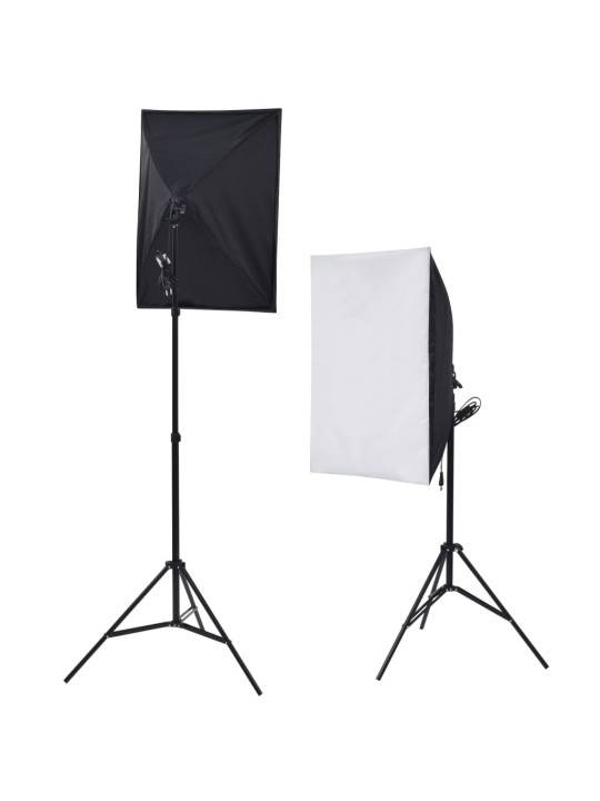 Valokuvastudiosarja softbox-valot, taustakangas ja heijastin