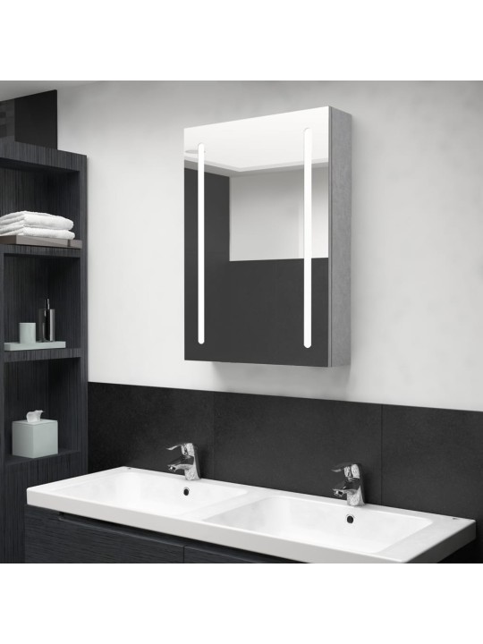 LED kylpyhuoneen peilikaappi betoninharmaa 50x13x70 cm