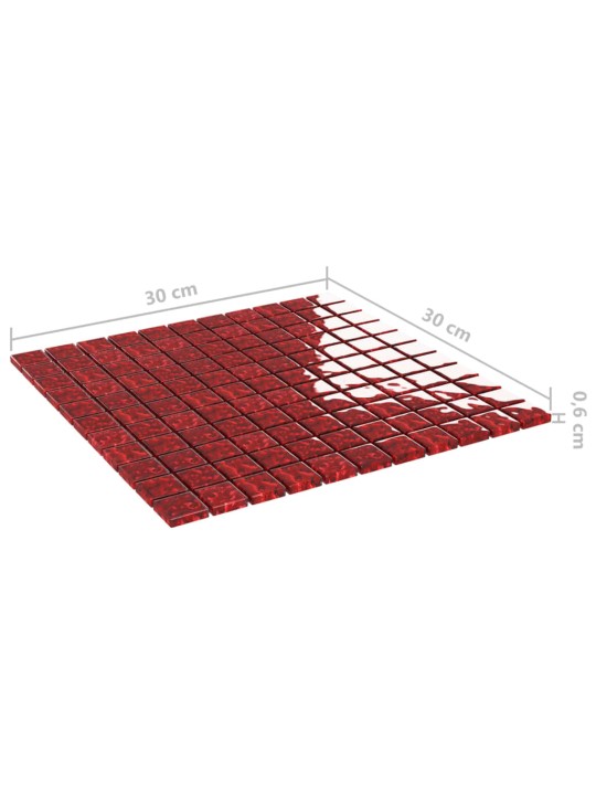Mosaiikkilaatat 11 kpl punainen 30x30 cm lasi
