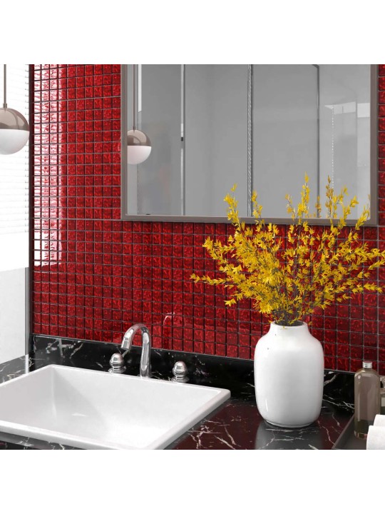 Mosaiikkilaatat 11 kpl punainen 30x30 cm lasi