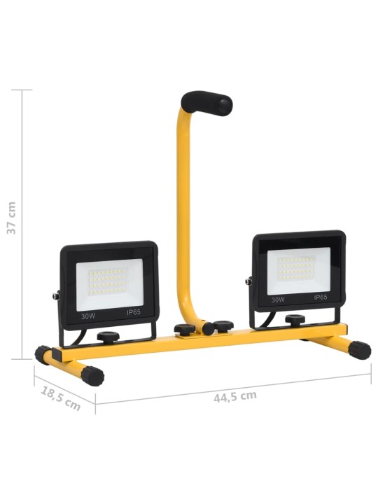 LED-valonheitin kahvalla 2x30 W lämmin valkoinen