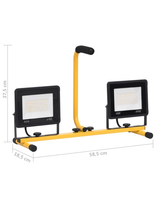 LED-valonheitin kahvalla 2x50 W lämmin valkoinen