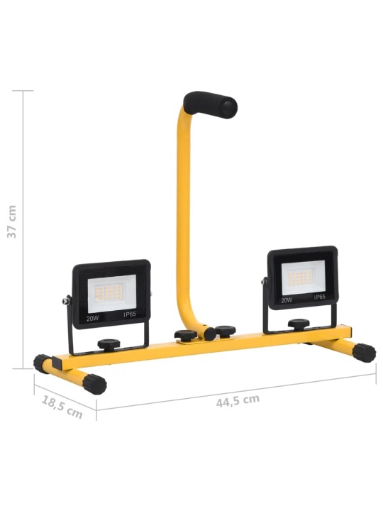 LED-valonheitin kahvalla 2x20 W kylmä valkoinen