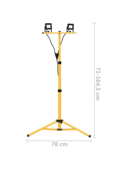 Led-valonheitin kolmijalalla 2x10 w lämmin valkoinen
