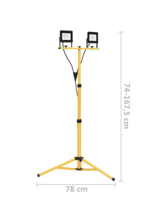 Led-valonheitin kolmijalalla 2x20 w lämmin valkoinen