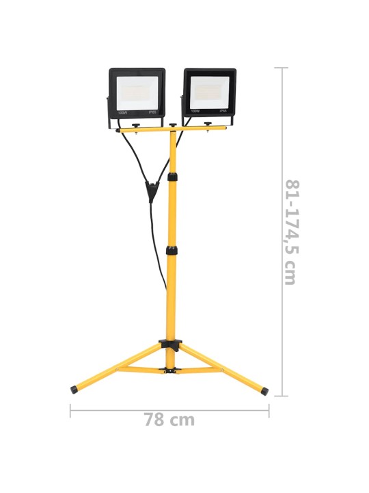 Led-valonheitin kolmijalalla 2x100 w lämmin valkoinen