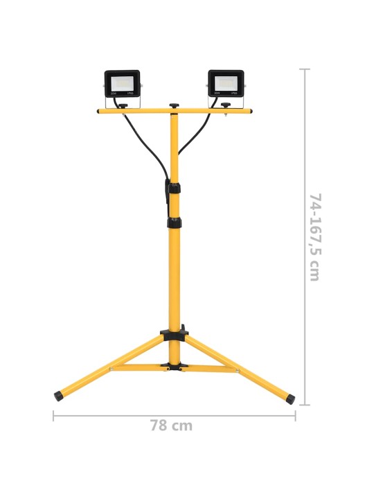 Led-valonheitin kolmijalalla 2x20 w kylmä valkoinen
