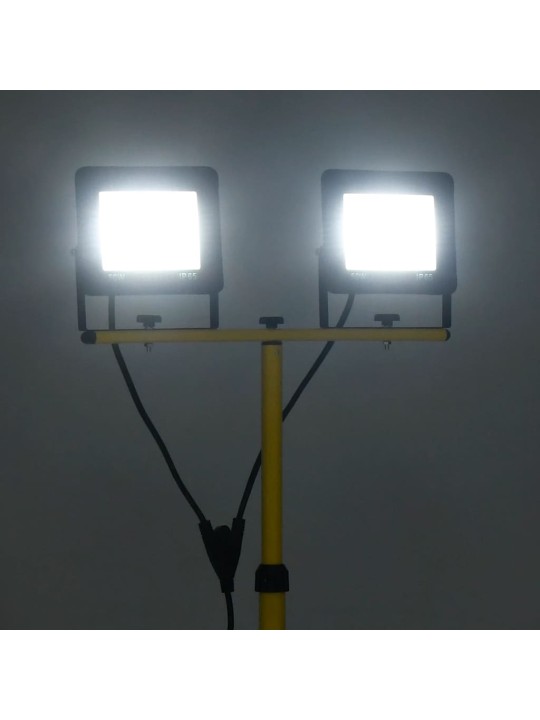 Led-valonheitin kolmijalalla 2x50 w kylmä valkoinen