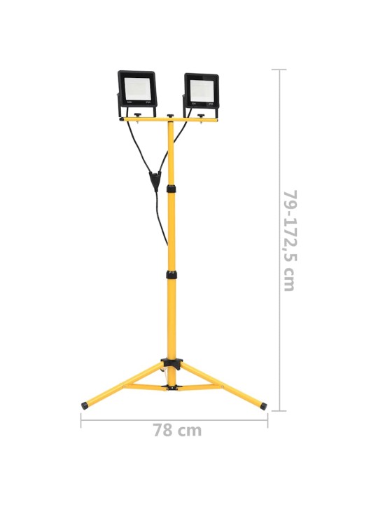 Led-valonheitin kolmijalalla 2x50 w kylmä valkoinen