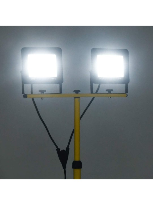 Led-valonheitin kolmijalalla 2x100 w kylmä valkoinen