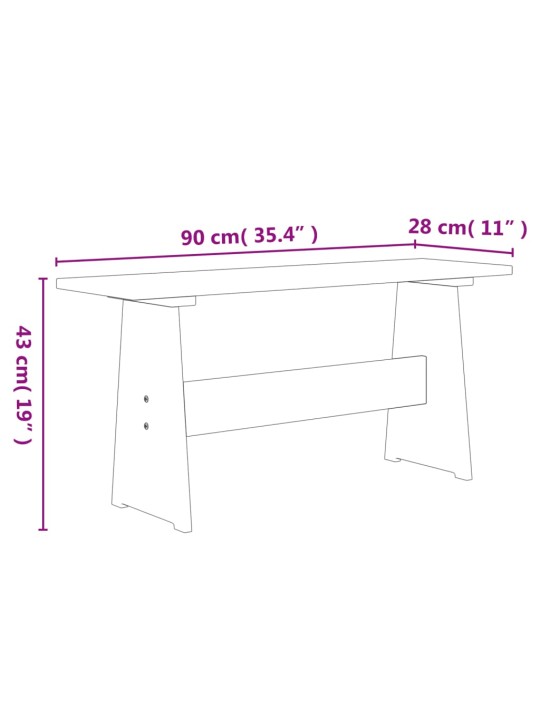 Ruokapöytä penkillä REINE hunajanruskea & valkoinen täysi mänty