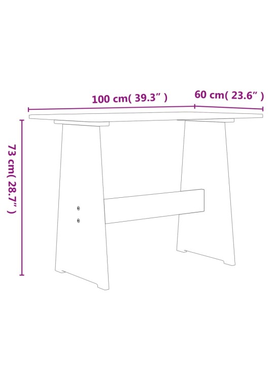 Ruokapöytä penkillä REINE hunajanruskea & valkoinen täysi mänty