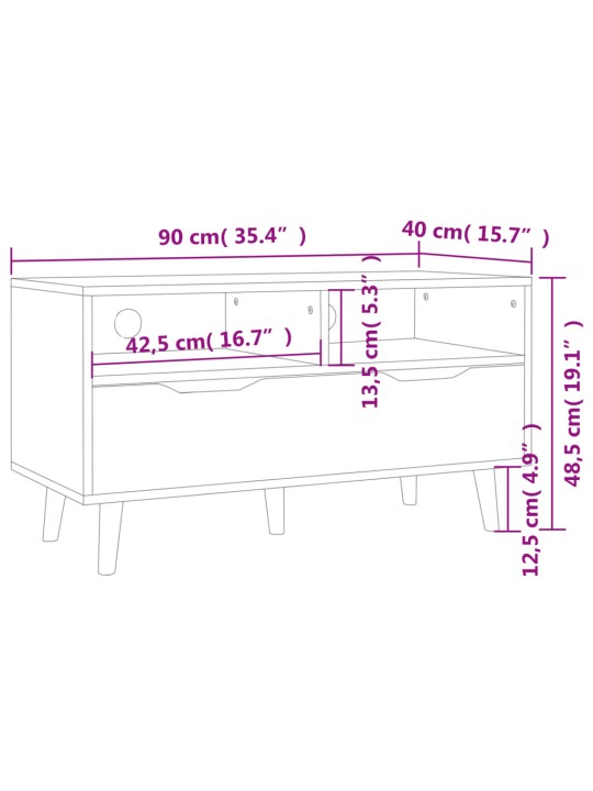 TV-taso musta 90x40x48,5 cm tekninen puu