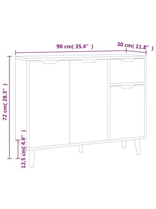 Senkki musta 90x30x72 cm tekninen puu