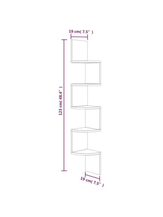 Seinäkulmahylly savutammi 19x19x123 cm tekninen puu