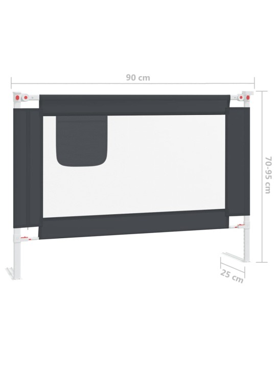 Turvalaita sänkyyn tummanharmaa 90x25 cm kangas