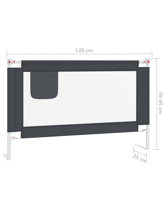 Turvalaita sänkyyn tummanharmaa 120x25 cm kangas