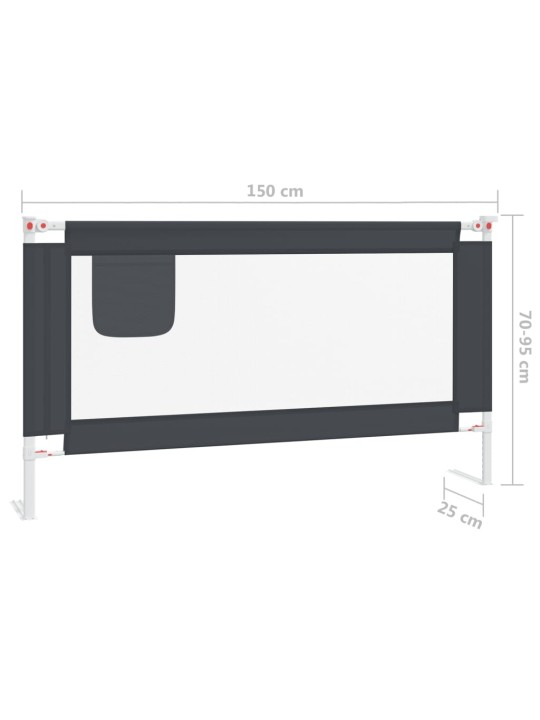 Turvalaita sänkyyn tummanharmaa 150x25 cm kangas