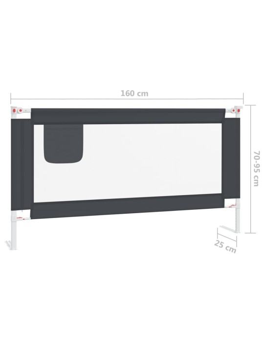 Turvalaita sänkyyn tummanharmaa 160x25 cm kangas