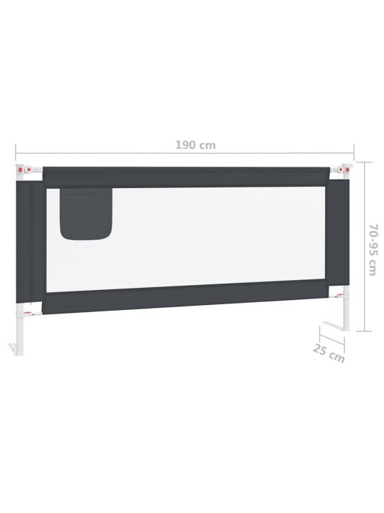 Turvalaita sänkyyn tummanharmaa 190x25 cm kangas