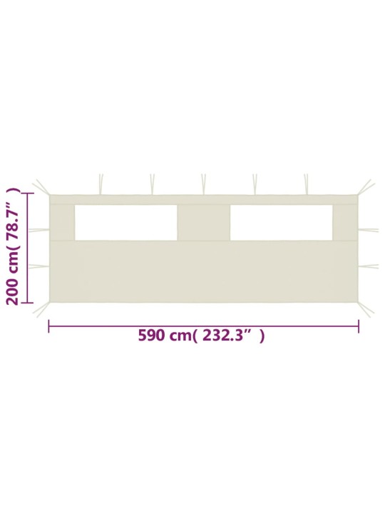 Huvimajan sivuseinä ikkunoilla 6x2 m kerma