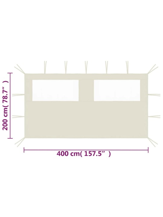 3070421 Gazebo Sidewall with Windows 4x2 m Cream (315310)