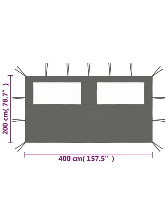 3070423 Gazebo Sidewall with Windows 4x2 m Anthracite (315312)