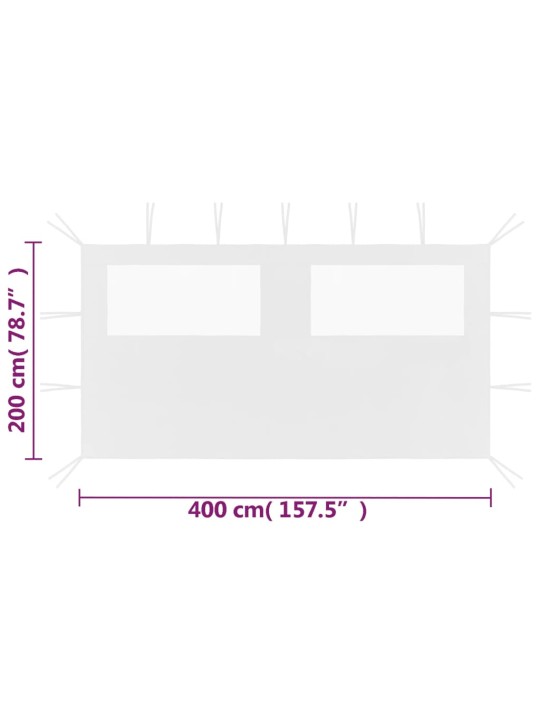 3070424 Gazebo Sidewall with Windows 4x2 m White (315313)