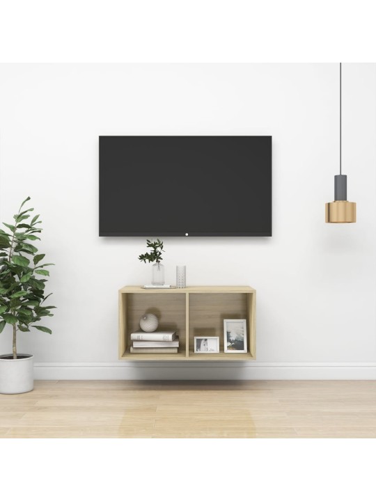 Seinäkiinnitettävä tv-taso sonoma 37x37x72 cm tekninen puu