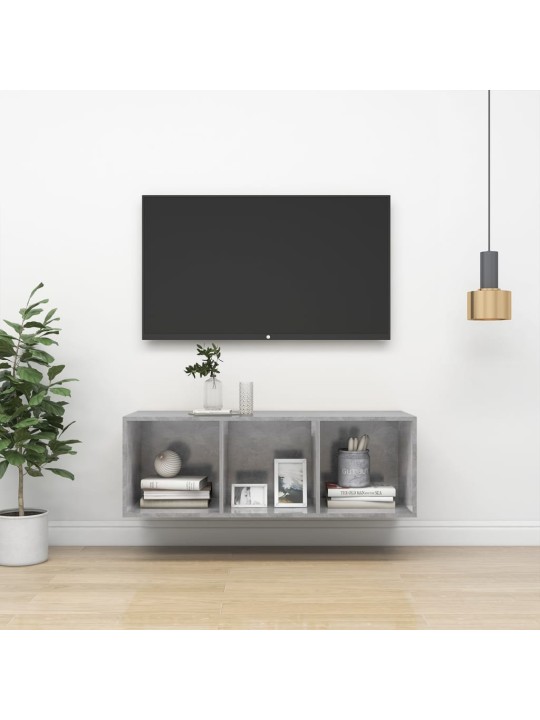 Seinäkiinnitettävä tv-taso harmaa 37x37x107 cm tekninen puu
