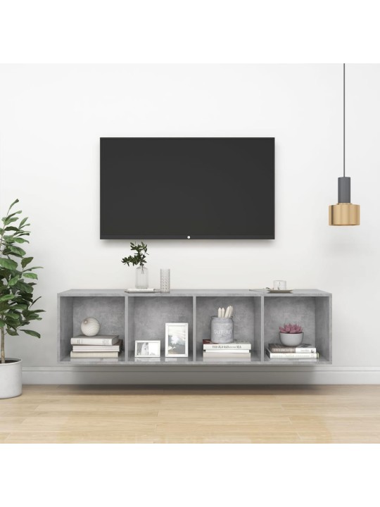 Seinäkiinnitettävä tv-taso harmaa 37x37x142,5 cm tekninen puu