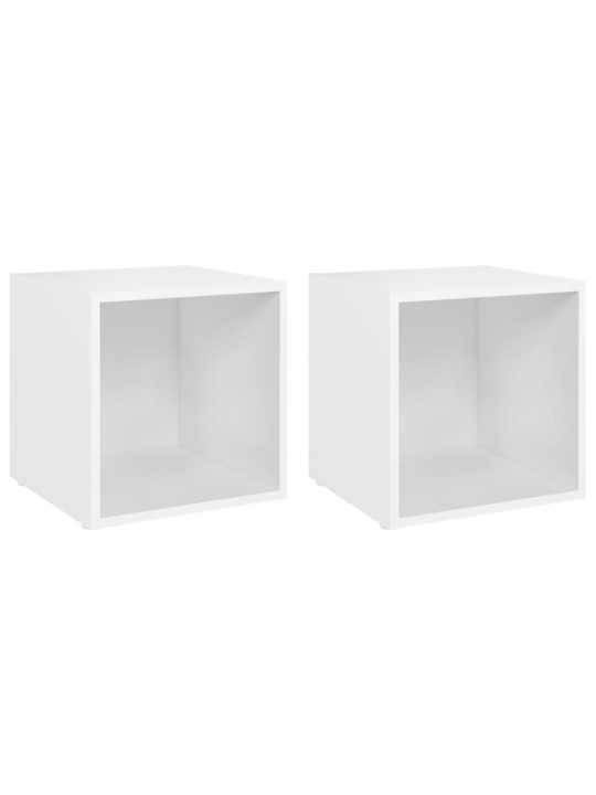 TV-tasot 2 kpl valkoinen 37x35x37 cm lastulevy