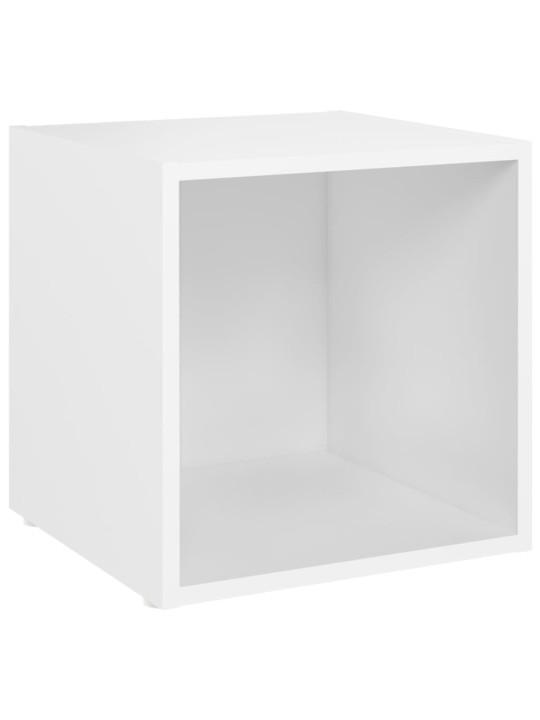 TV-tasot 2 kpl valkoinen 37x35x37 cm lastulevy