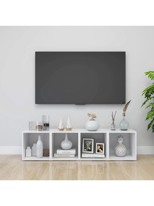 TV-tasot 2 kpl valkoinen 37x35x37 cm lastulevy
