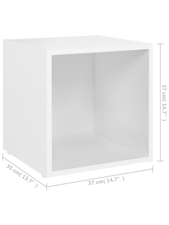TV-tasot 2 kpl valkoinen 37x35x37 cm lastulevy