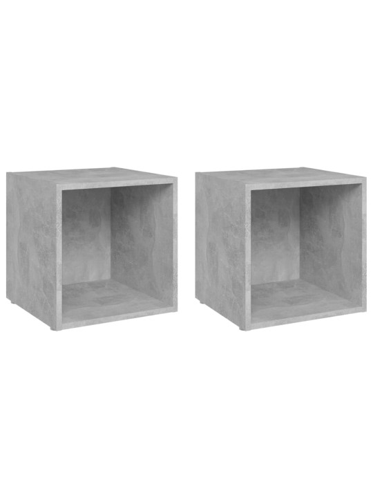 TV-tasot 2 kpl betoninharmaa 37x35x37 cm lastulevy