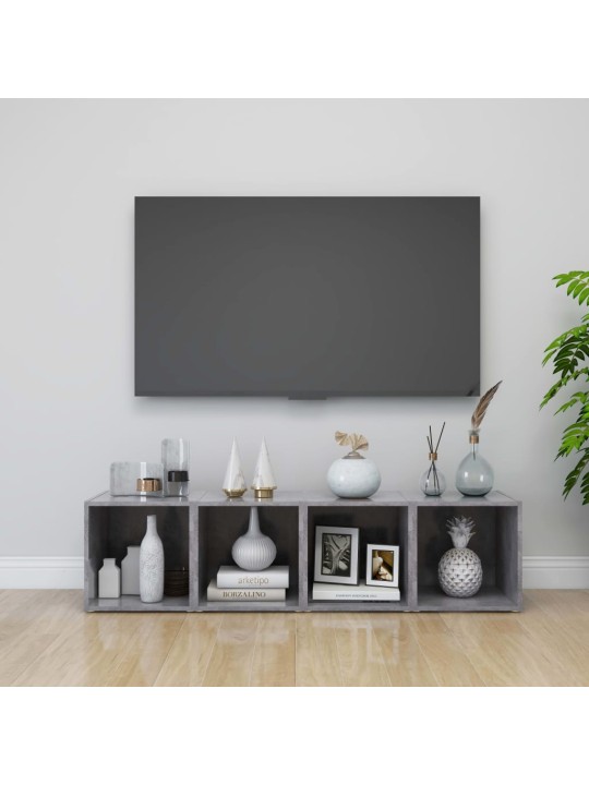 TV-tasot 2 kpl betoninharmaa 37x35x37 cm lastulevy