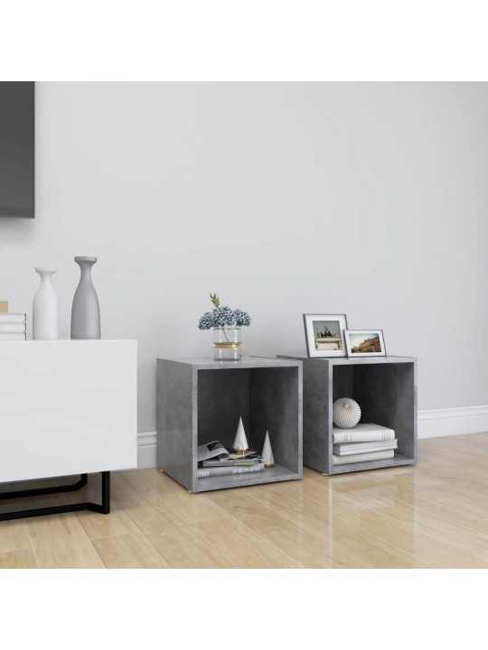 TV-tasot 2 kpl betoninharmaa 37x35x37 cm lastulevy