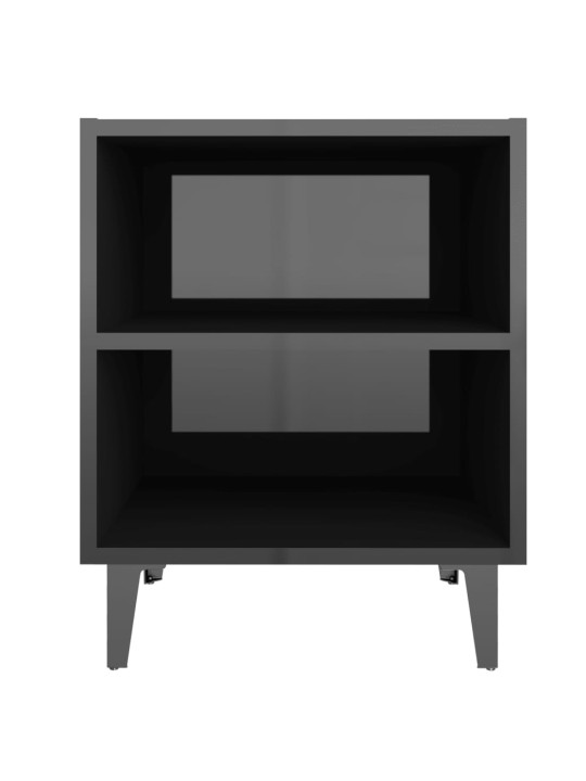 Yöpöydät metallijaloilla 2 kpl korkeakiilto musta 40x30x50 cm