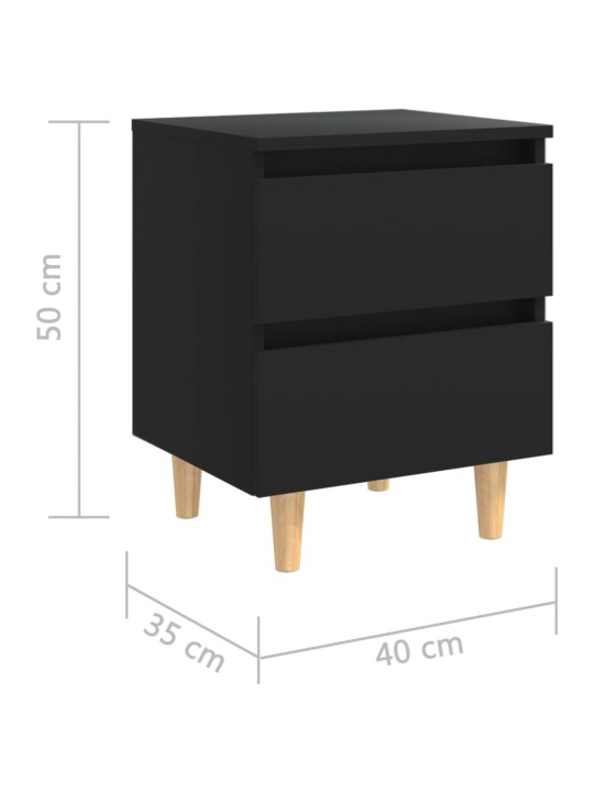 Yöpöytä täysmäntyiset jalat musta 40x35x50cm