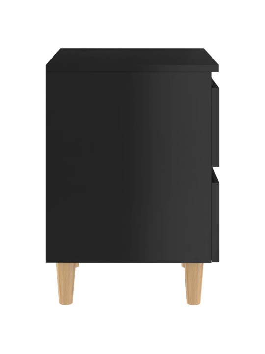 Yöpöytä täysmäntyiset jalat korkeakiilto musta 40x35x50 cm