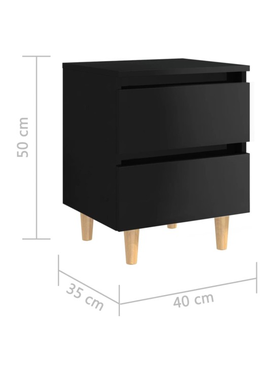 Yöpöytä täysmäntyiset jalat korkeakiilto musta 40x35x50 cm