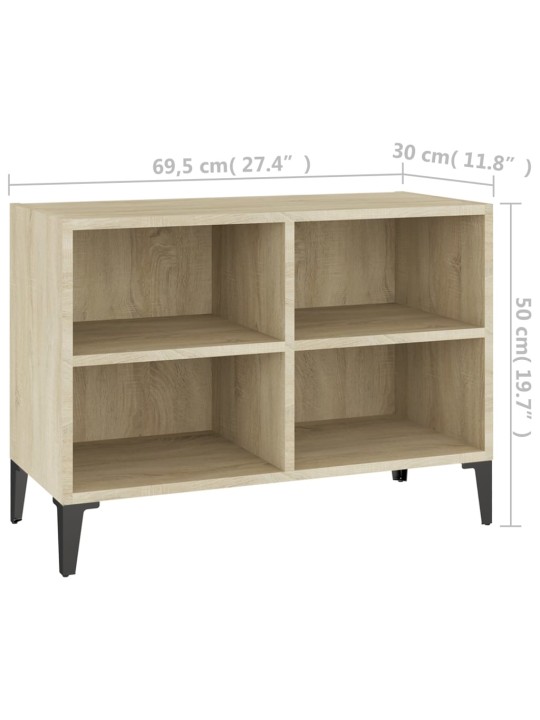 Tv-taso metallijaloilla sonoma-tammi 69,5x30x50 cm