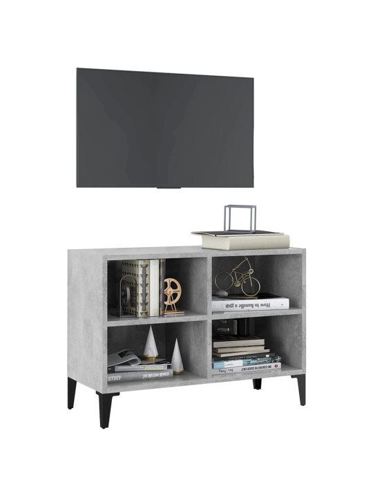 Tv-taso metallijaloilla betoninharmaa 69,5x30x50 cm