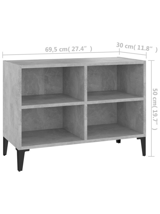 Tv-taso metallijaloilla betoninharmaa 69,5x30x50 cm